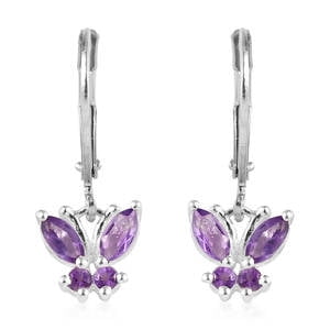 Customized Finish and Floral Accents Natural Gemstone Jewelry Steel Ear Wires Aventurine Dangle Earrings with Amethyst and Aquamarine